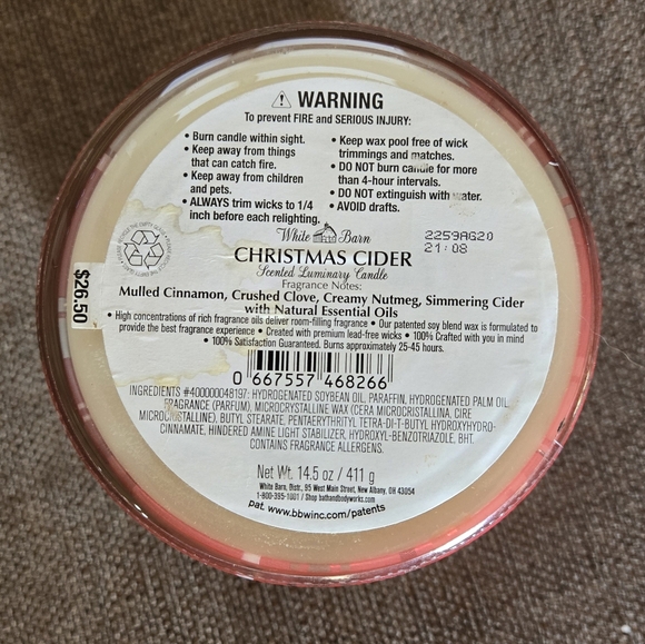 Bath & Body Works / White Barn 3 wick candle - Christmas Cider - Picture 3 of 3